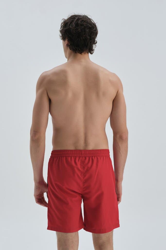 Dagi Red Micro Medium Plain Swim Shorts 3