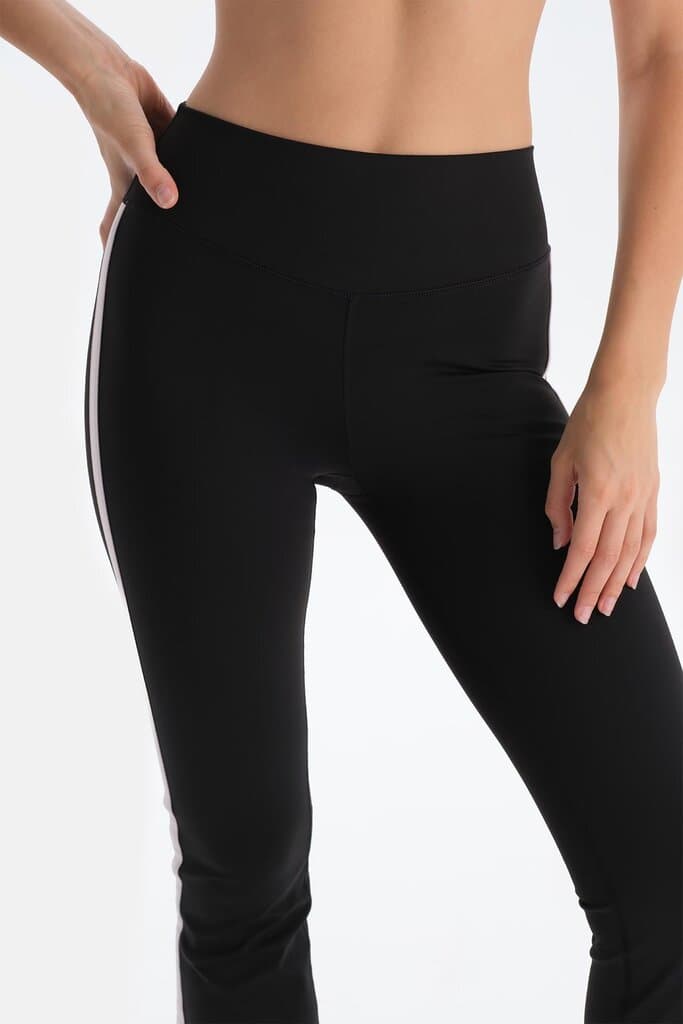 Dagi Black Women's Corduroy Leggings with Stripe Detail 5