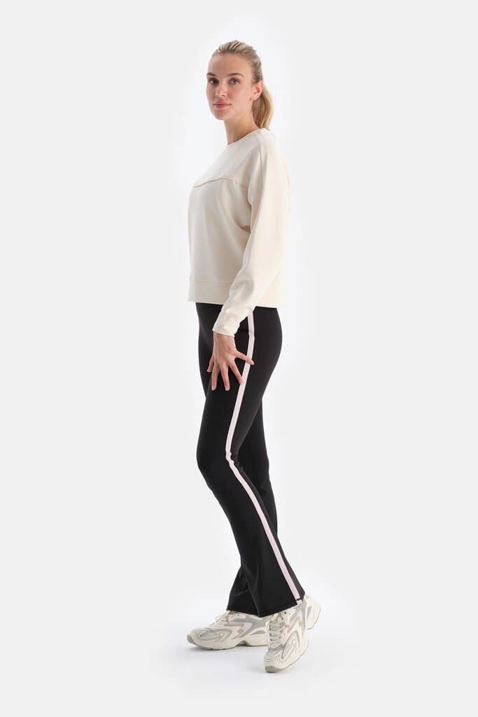 Dagi Black Women's Corduroy Leggings with Stripe Detail 3