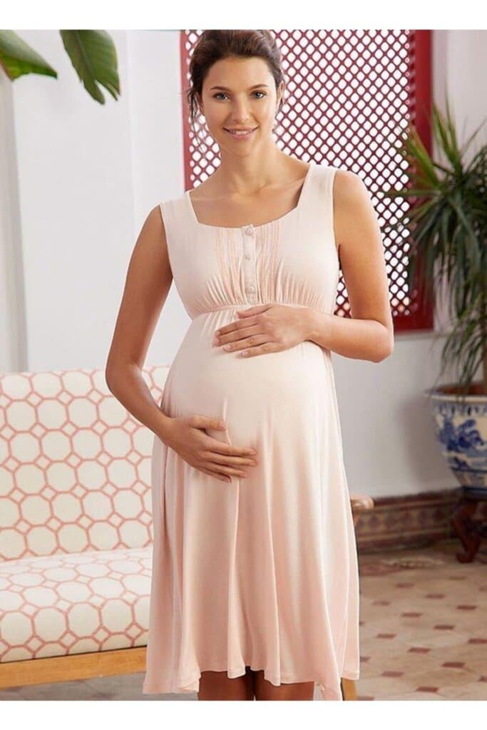 Eros Women's Ecru Maternity Nightgown and Robe Set 2