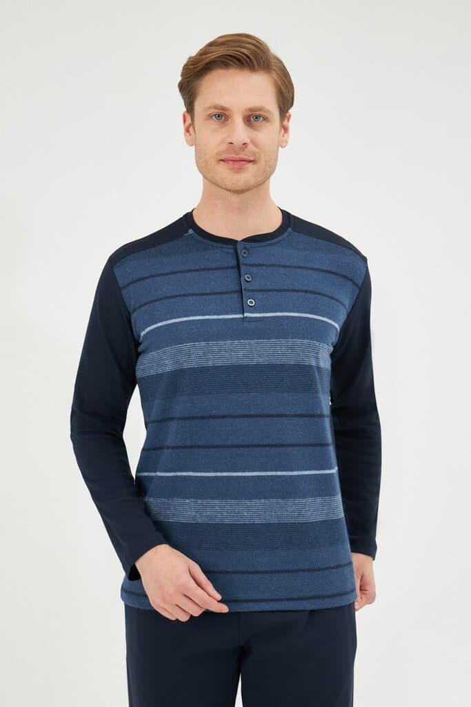 Eros Interlock Long-Sleeve Pajama Set with Jacquard Front 2