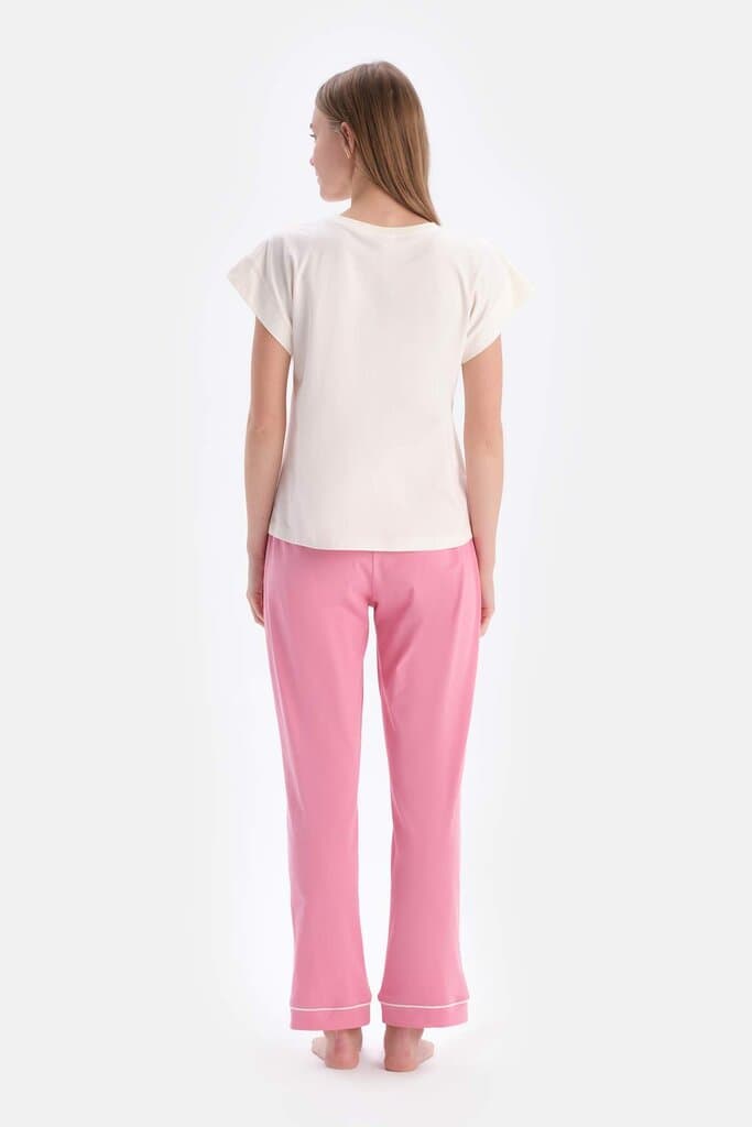 Dagi Ecru Short-Sleeve Printed Shirt and Pants Pajama Set 2