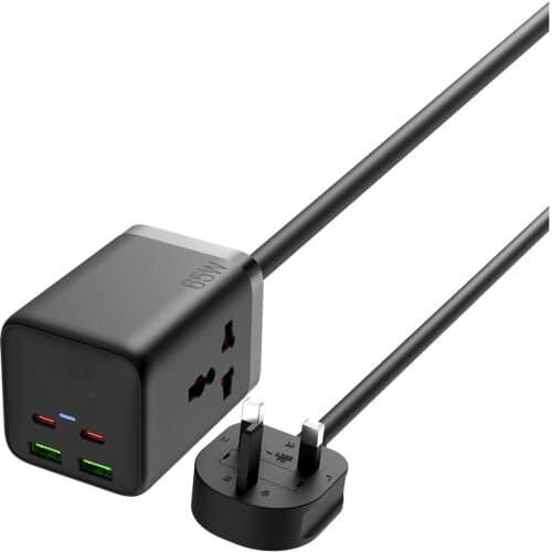 Go-des  Multifunctional 6 In 1 Uk Plug Power Socket 65W