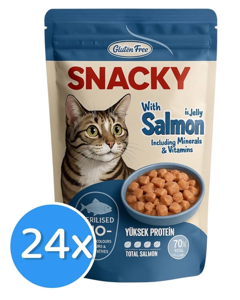 Snacky Sterilised Salmon in Jelly - 24X