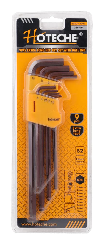 HOTECHE 9pcs Extra Long Hex Key Set With Ball End 2
