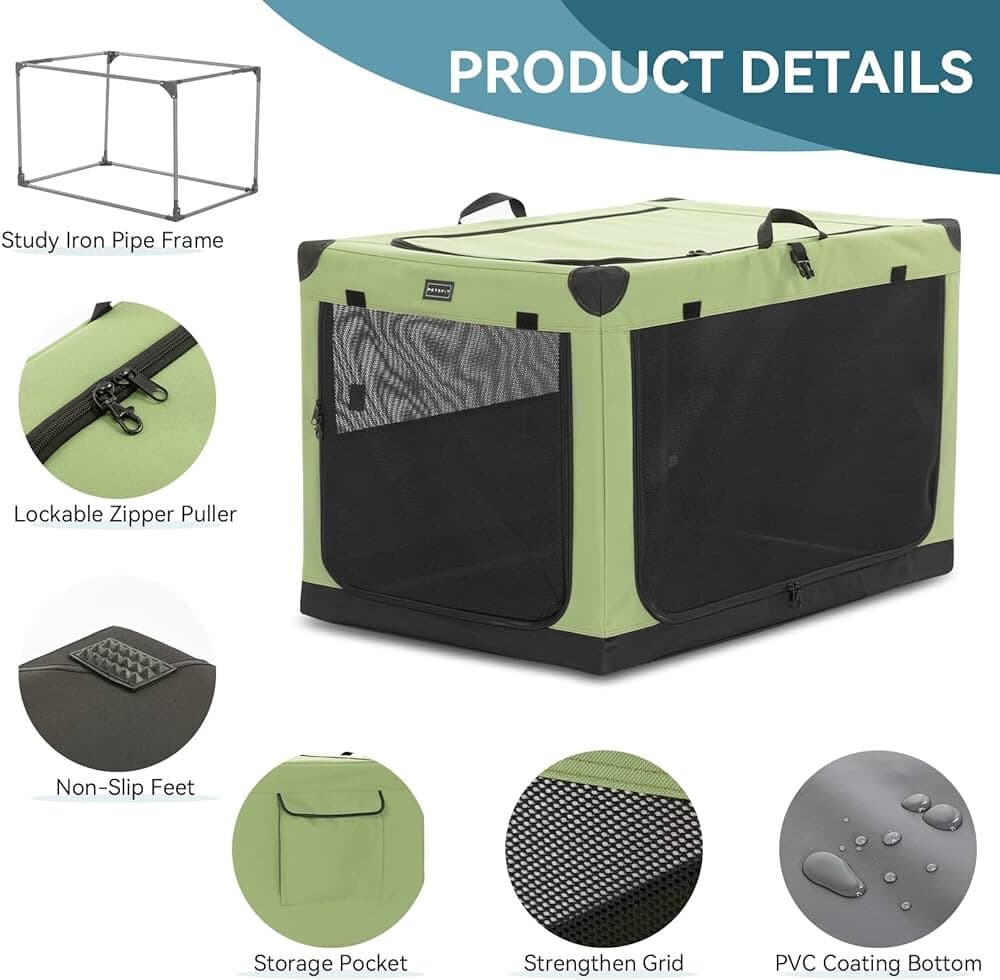PETSFIT Collapsible Crate-Travel -Green - M 3