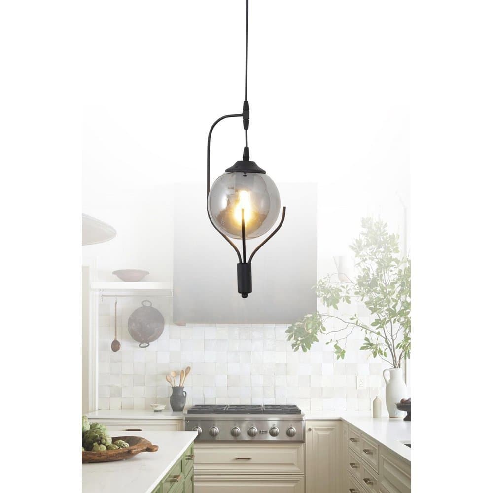 Tascan Pesto Single Chandelier With Fume Glass - Black - TAS.01789