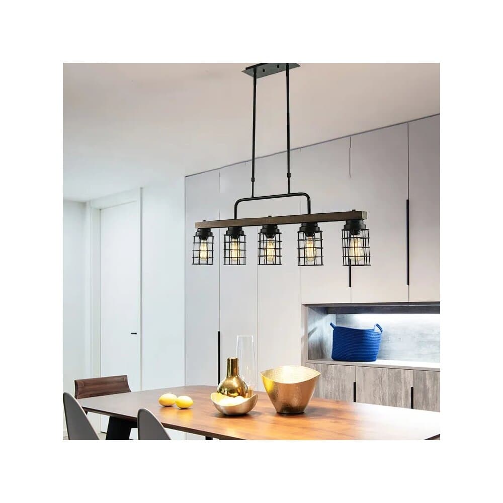 Tascan Zett 5-piece Wooden Serial Chandelier - Black - TAS.1139