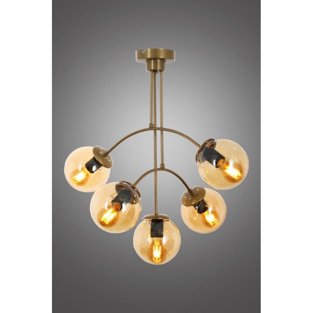 Tascan Palmi 5-Piece Antique Plafonnier Chandelier-Honey Glass - TAS.332