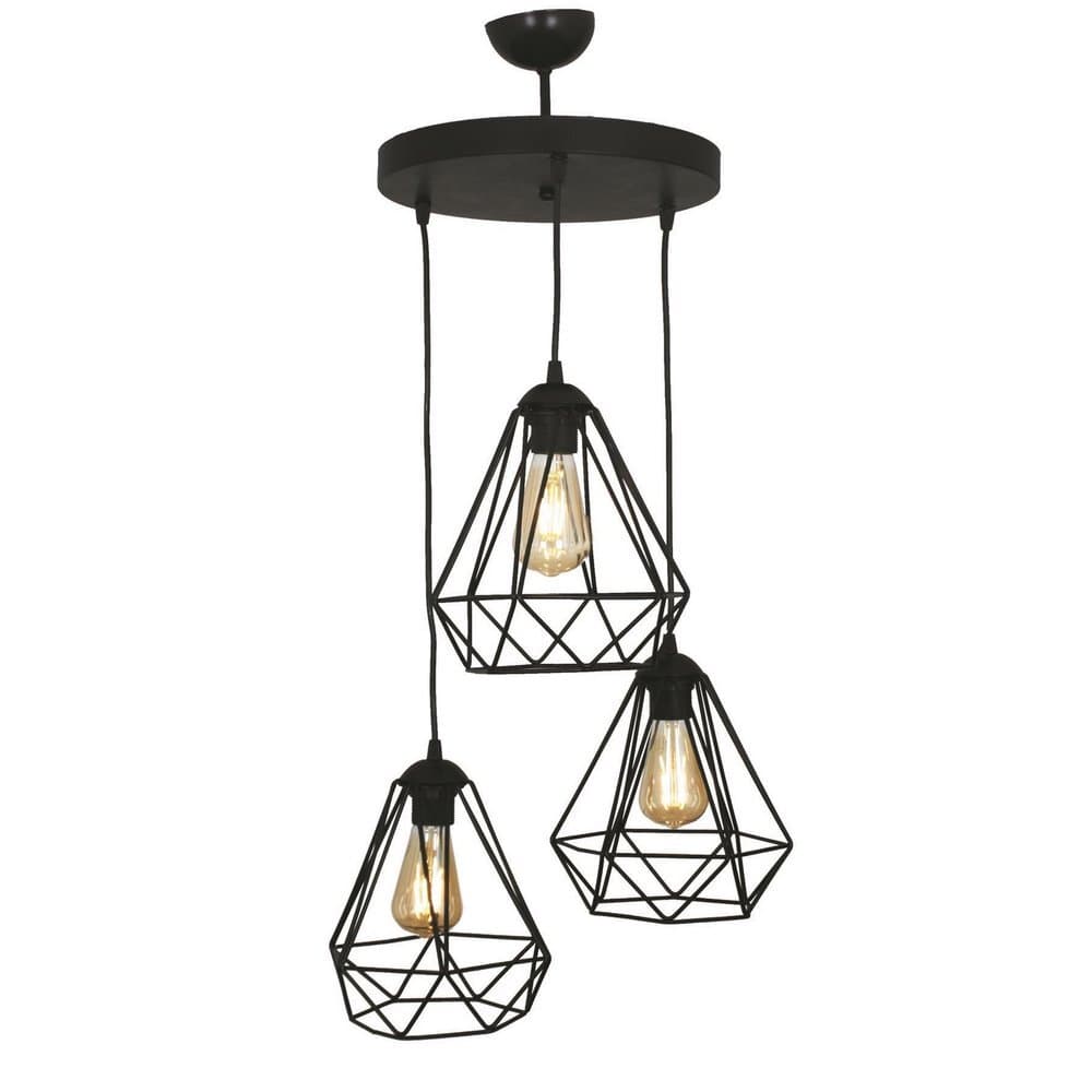 Tascan Piramit 3-Piece Pendant Chandelier - Black - TAS.625