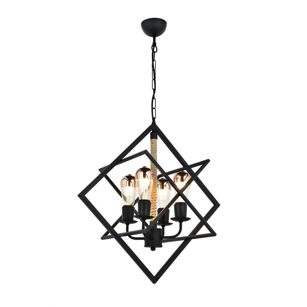 Tascan Isabel 4-Piece Rope Pendant Chandelier - Black - TAS.544