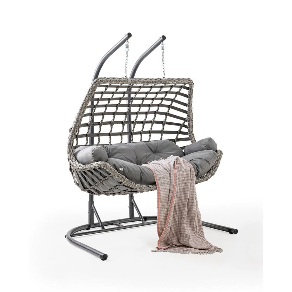 Capri Cunda Rattan Double Swing - Gray