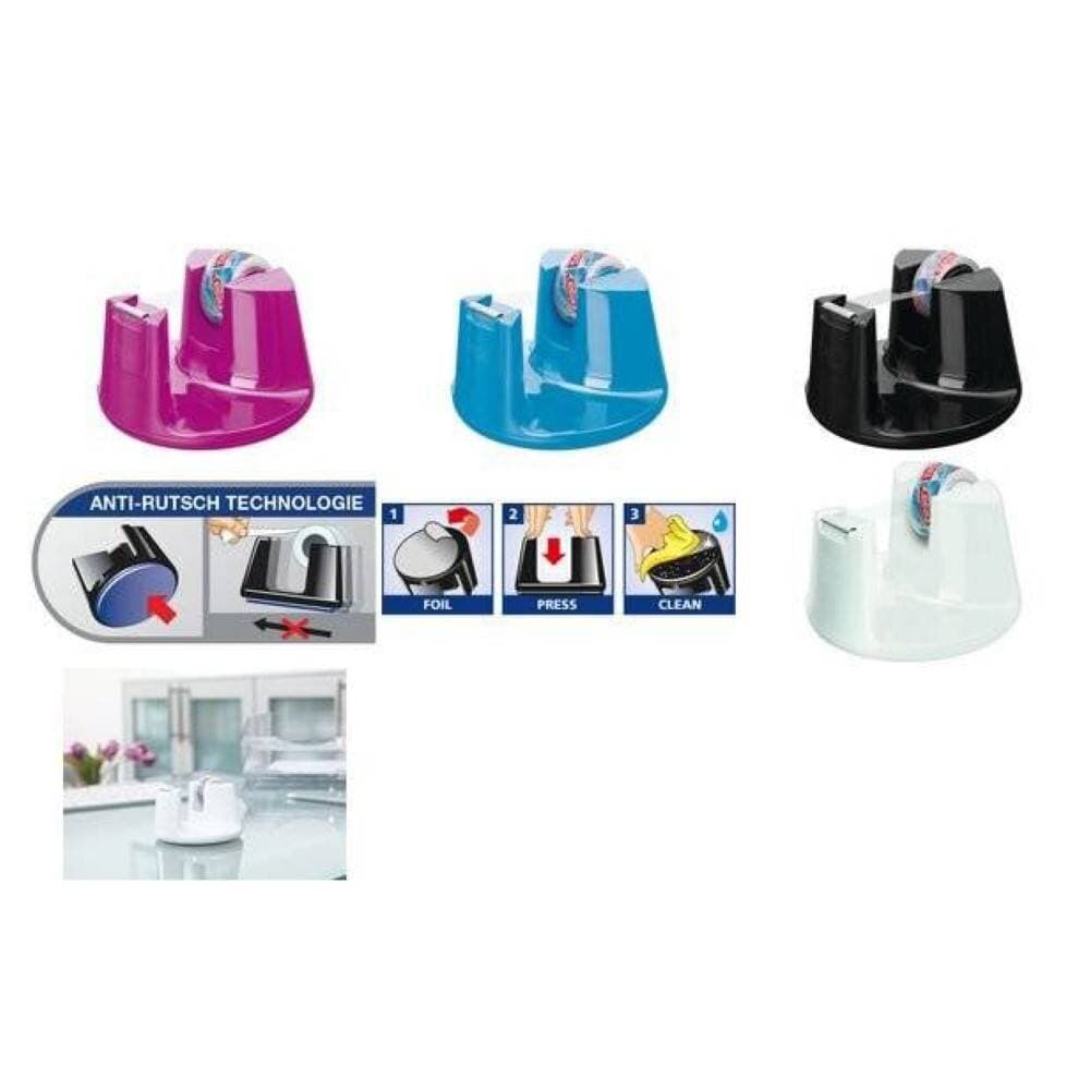 Tesa Compact Desk Dispenser, Black + Tesafilm Crystal Clear 10M : 15Mm