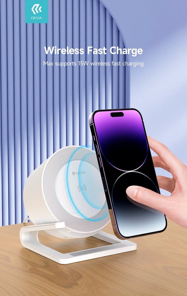 Devia Smart Series Desktop Wireless Charging Speaker(I-M3) - White 5