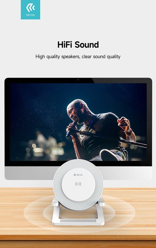 Devia Smart Series Desktop Wireless Charging Speaker(I-M3) - White 6