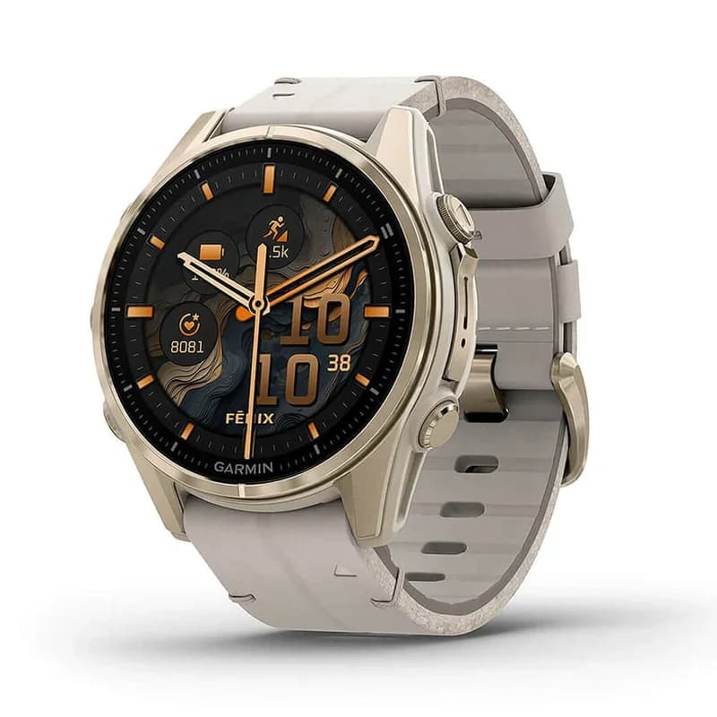 Garmin fēnix® 8 AMOLED Sapphire 43mm Soft Gold - (Limestone Leather)