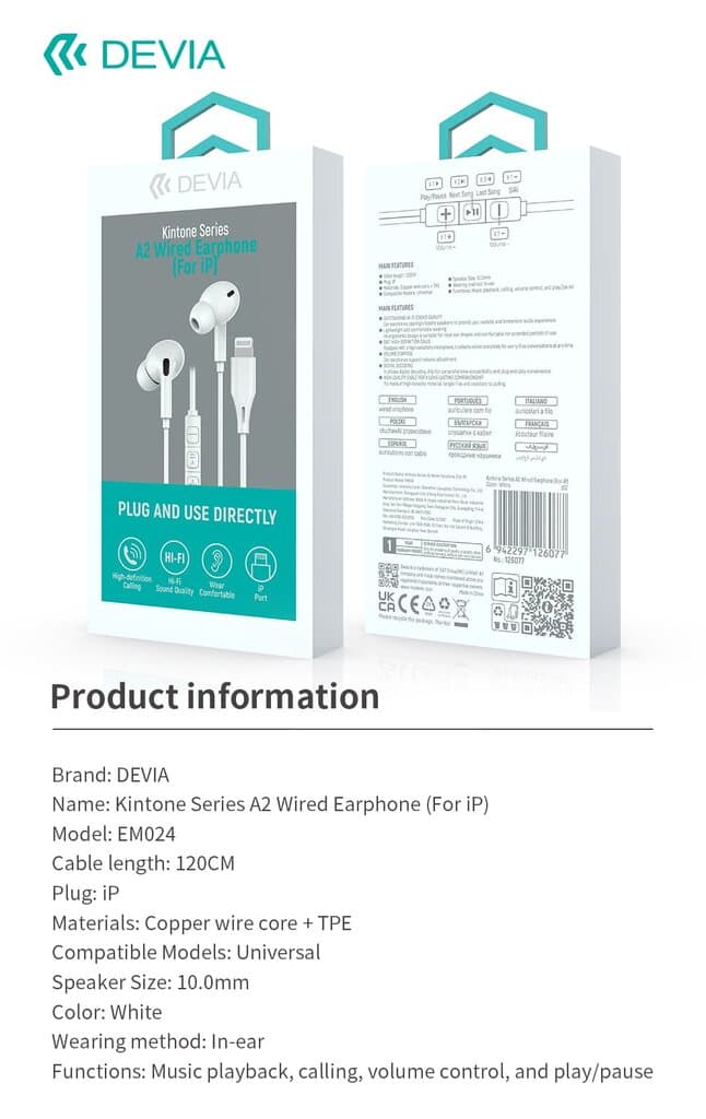 Devia Kintone Series A2 Wired Earphone (iP)-EM024-- white 11