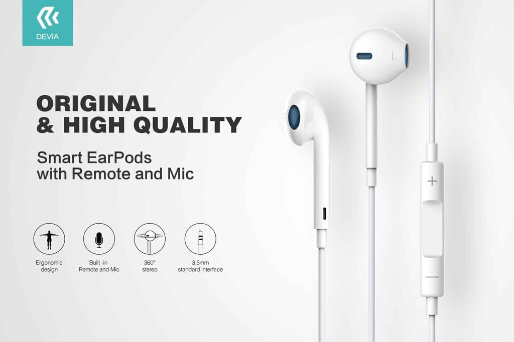 DEVIA Smart Earpods With Remote And Mic(3.5mm ) 3