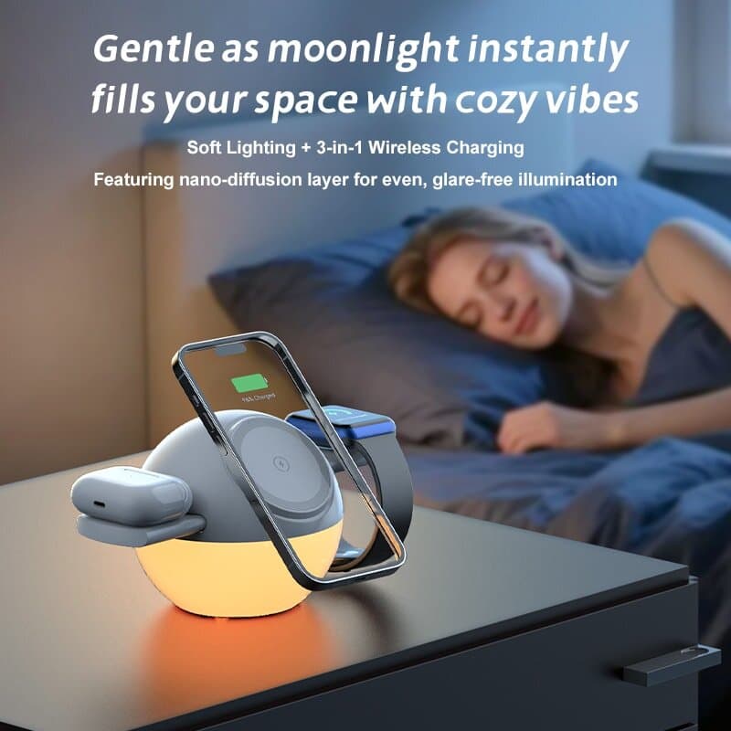 iCenter T5 3 in 1 Magnetic Wireless Charger - White 7