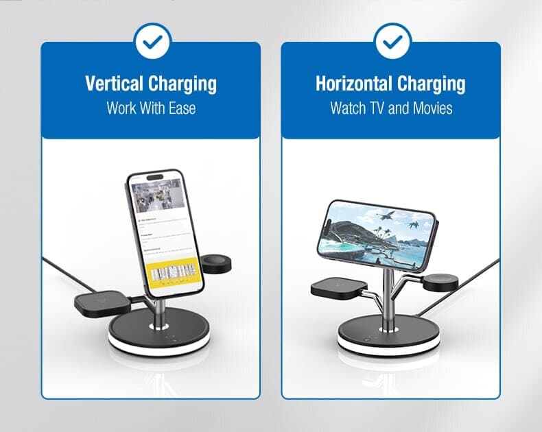 iCenter Z8 3 in 1 Magnetic Wireless Charger - Black 10
