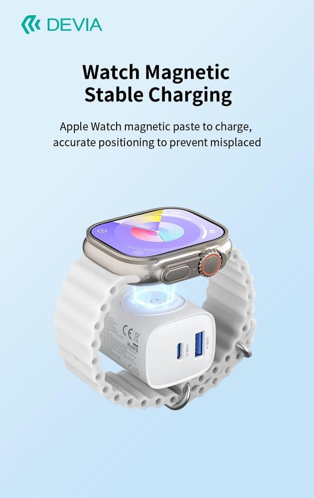 Devia Ultra1 22W PD+QC+Watch Wireless Charger 2-in-1 Gan Charger(EU) 6