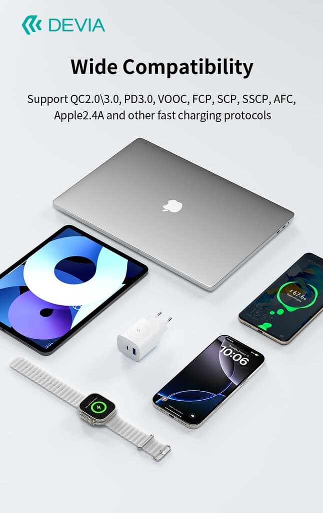 Devia Ultra1 22W PD+QC+Watch Wireless Charger 2-in-1 Gan Charger(EU) 8