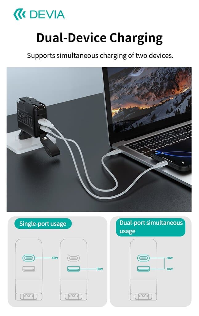Devia Global Multi-function 45W PD+QC GaN Charger 8