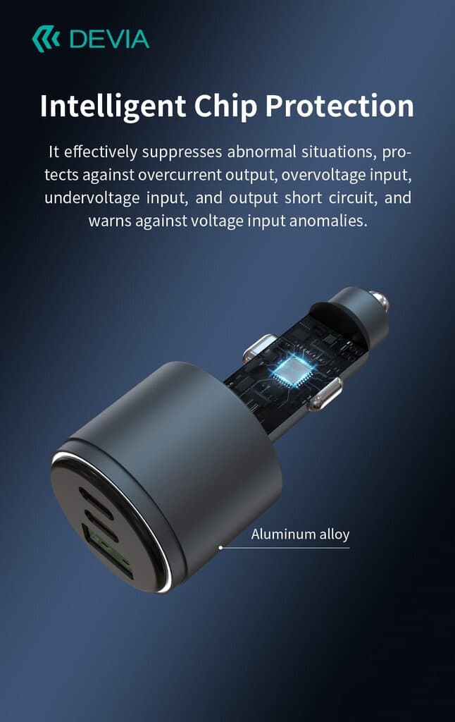 Devia Extreme Speed Series USB+Dual C 116W Metal Full Compatible Fast Car Charger 8