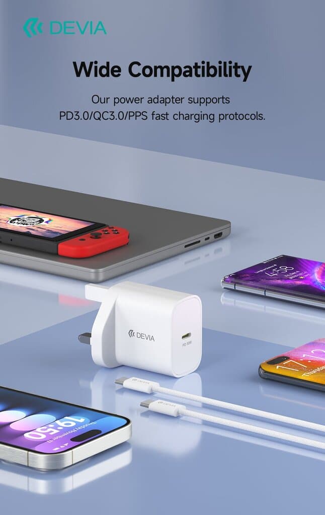 DEVIA Smart Series PD 30W GaN Charger Set With USB-C Cable(UK) 6