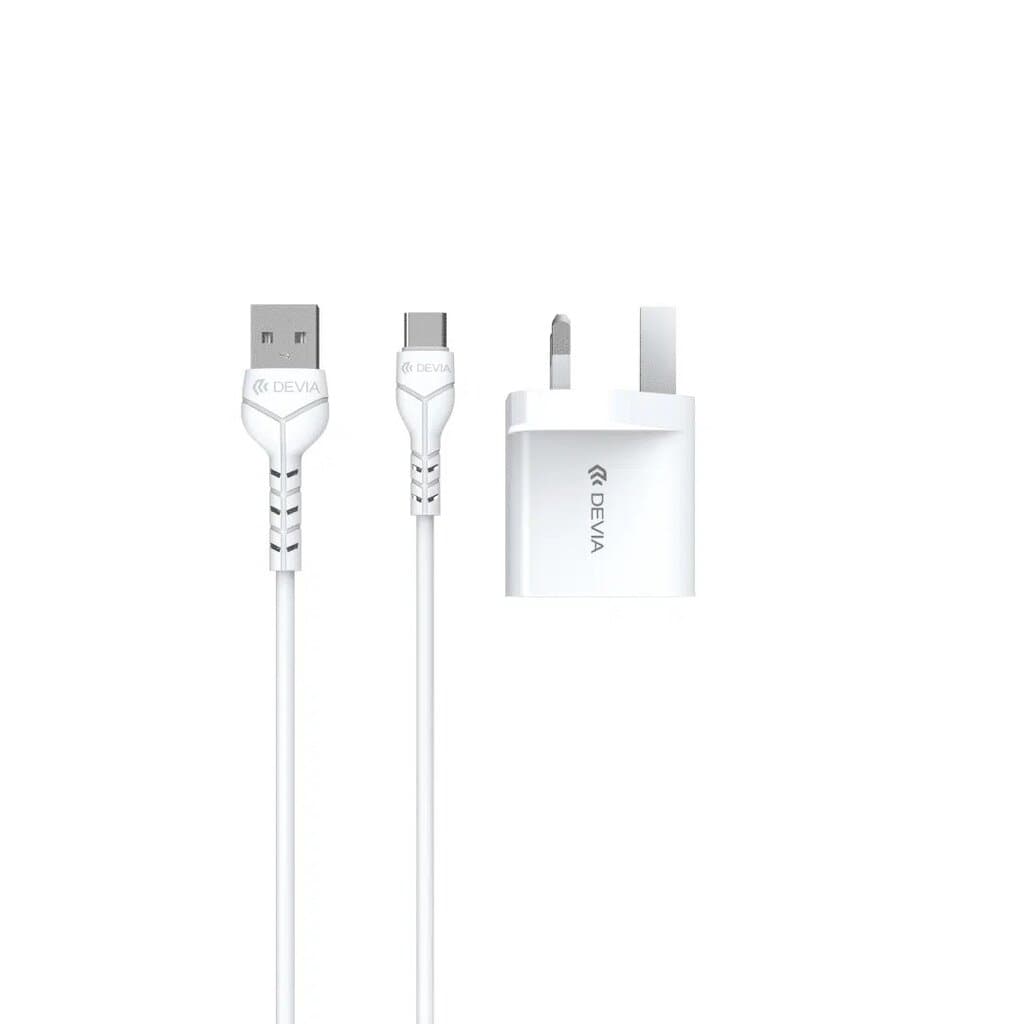 DEVIA Smart Series 2.4A 2USB Charger Set With USB-C Cable(5V UK)（V2）