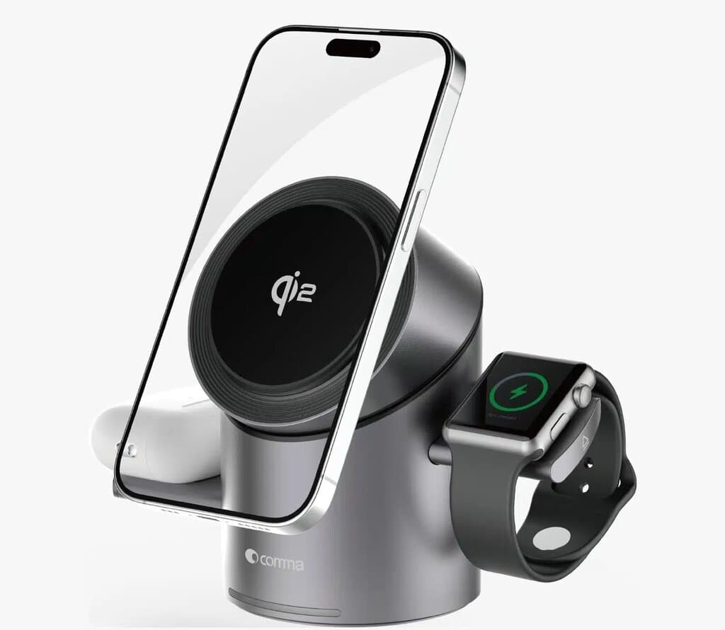 Comma Jub Series QI2 Rotating Magnetic 3 In 1 Wireless Charger