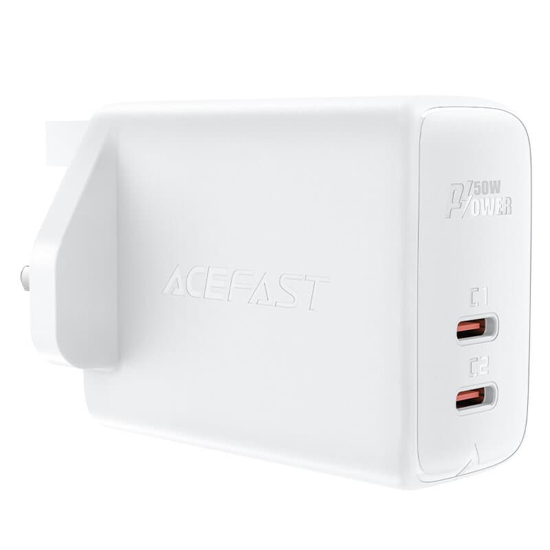 ACEFAST PD50W GaN (USB-C+USB-C) dual port charger – White
