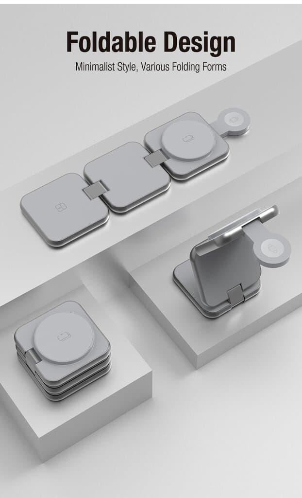 iCenter S21 Magnetic Foldable Wireless Charging 3-in-1 - Gray 9