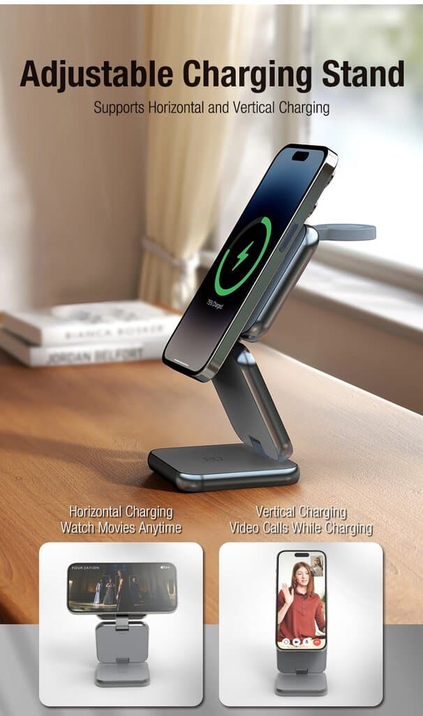 iCenter S21 Magnetic Foldable Wireless Charging 3-in-1 - Black 7