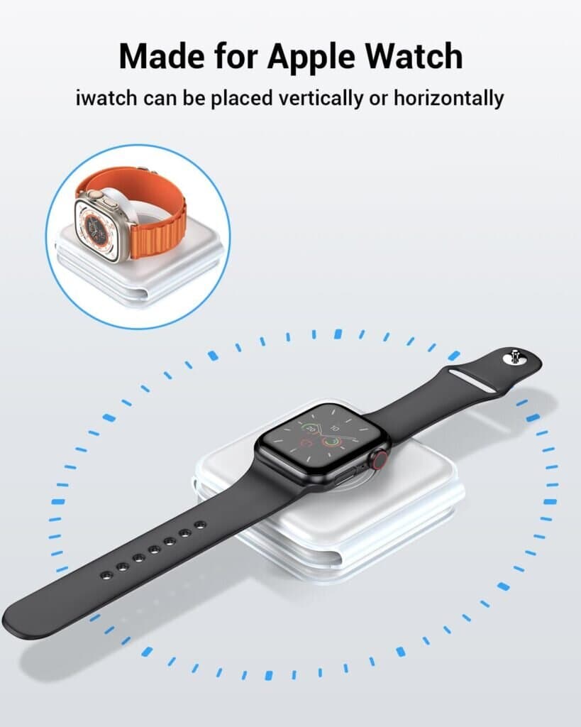 iCenter 3-in-1 Magnetic Foldable Wireless Charger for iPhone, Apple Watch, and AirPods - Black 4
