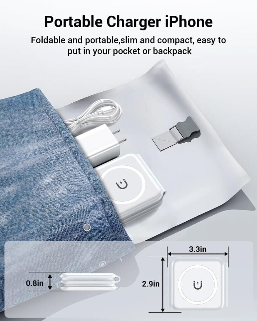 iCenter 3-in-1 Magnetic Foldable Wireless Charger for iPhone, Apple Watch, and AirPods - Black 7