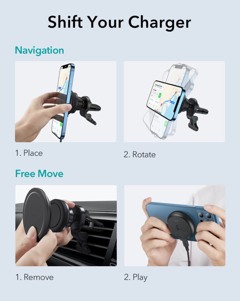 ESR Shift Wireless Car Charger (HaloLock) 12