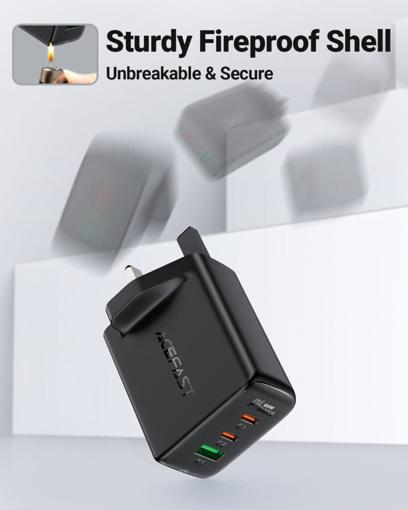 ACEFAST PD65W GaN (2×USB-C+USB-A) charger – Black 9