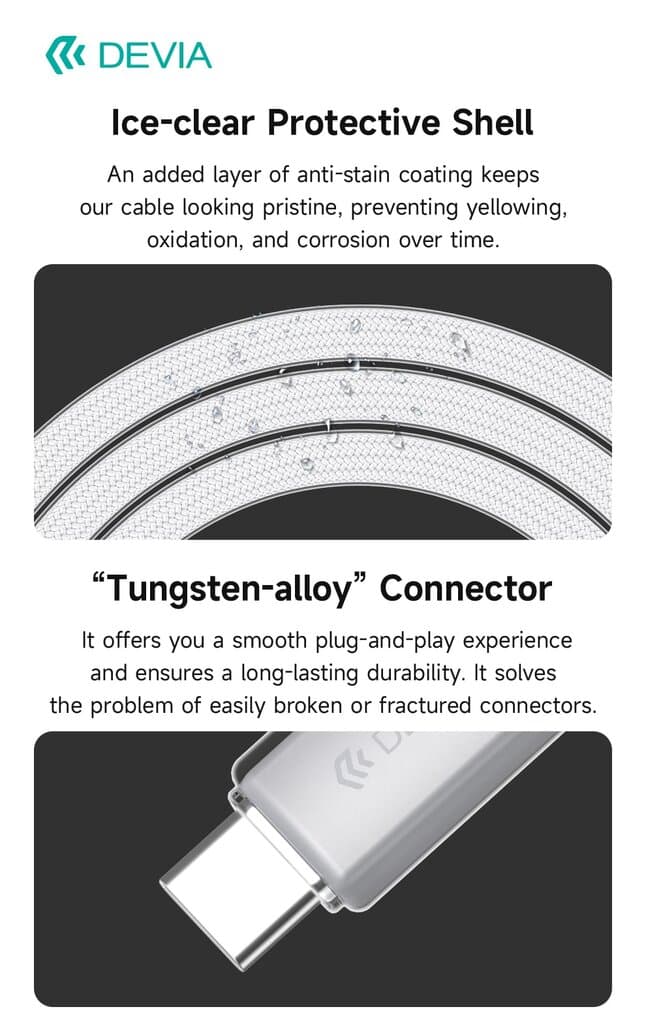 Devia Extreme Speed Series C To C PD 60W Woven Fast Cable (1.5M) - Desert Titanium 6