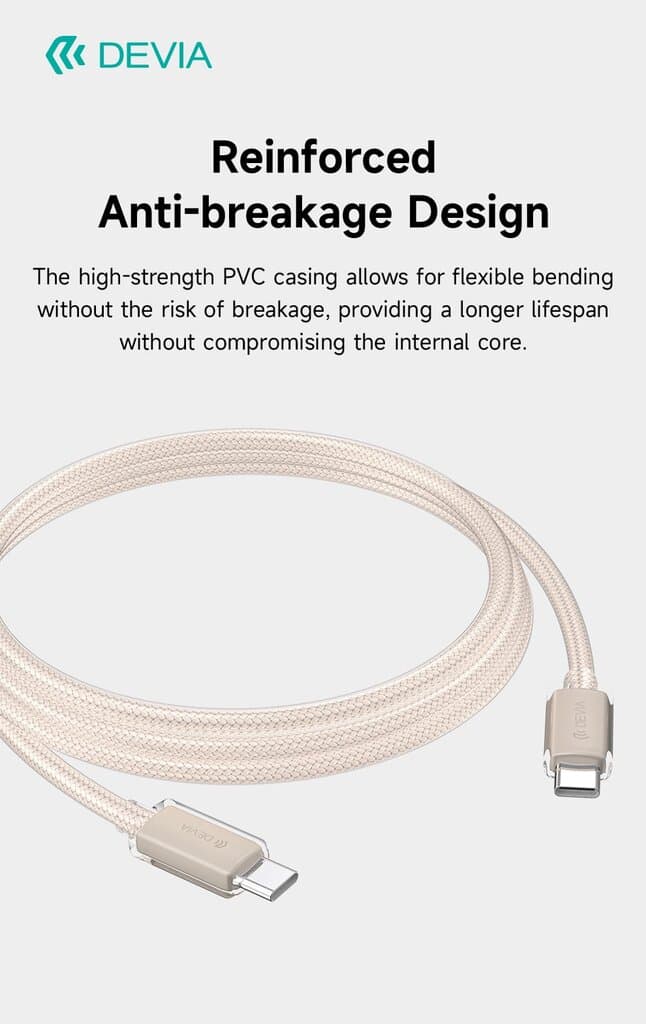 Devia Extreme Speed Series C To C PD 60W Woven Fast Cable (1.5M) - White 8