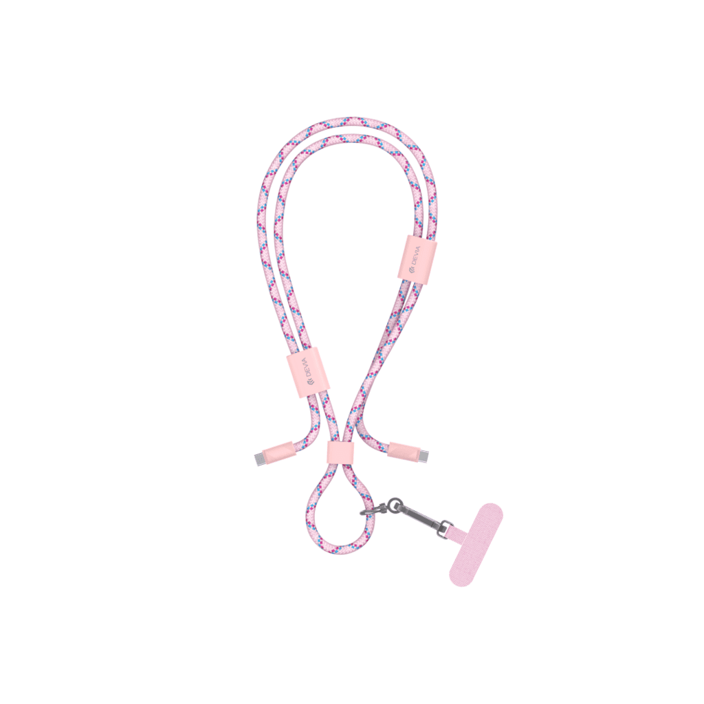 Devia Cable Pro5 Adjustable Lanyard C To C PD 60W Woven Fast Cable(1.6M) - Pink