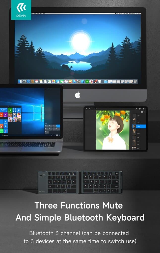 Devia  Lingo Series Foldable Wireless Keyboard - gray 3