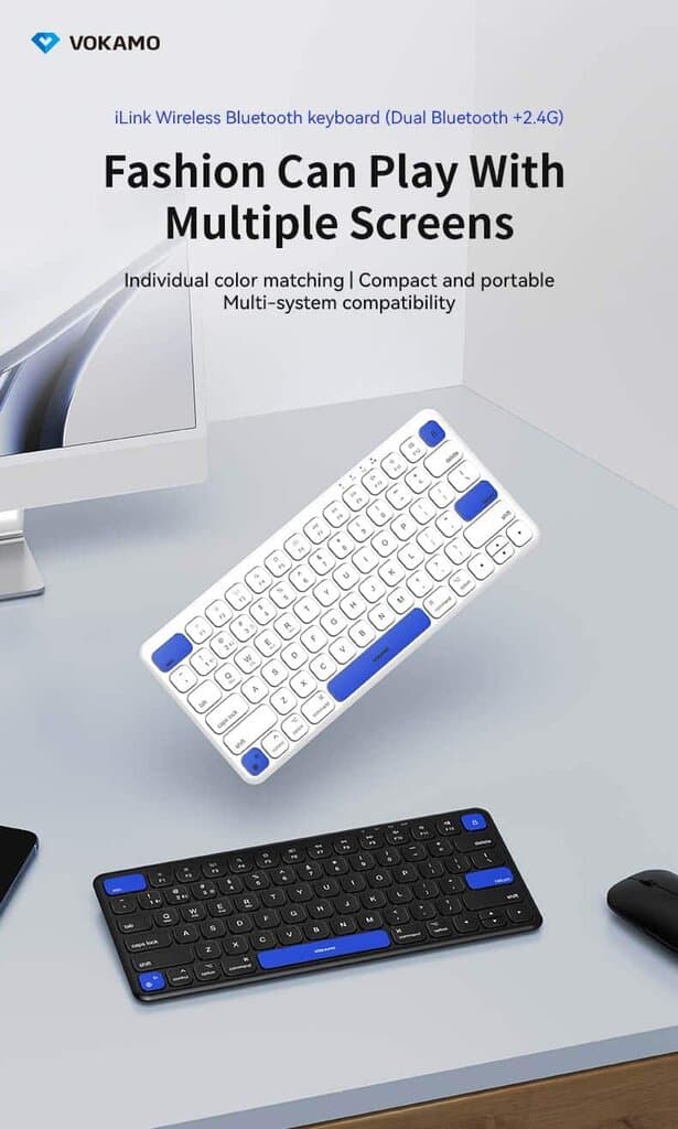 Vokamo iLink Smart Series Wireless Bluetooth Keyboard (Dual Bluetooth + 2.4G) - Black 2
