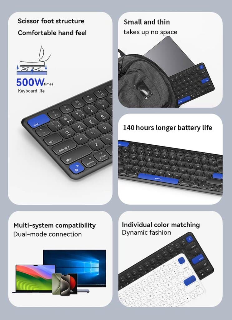 Vokamo iLink Smart Series Wireless Bluetooth Keyboard (Dual Bluetooth + 2.4G) - Black 3