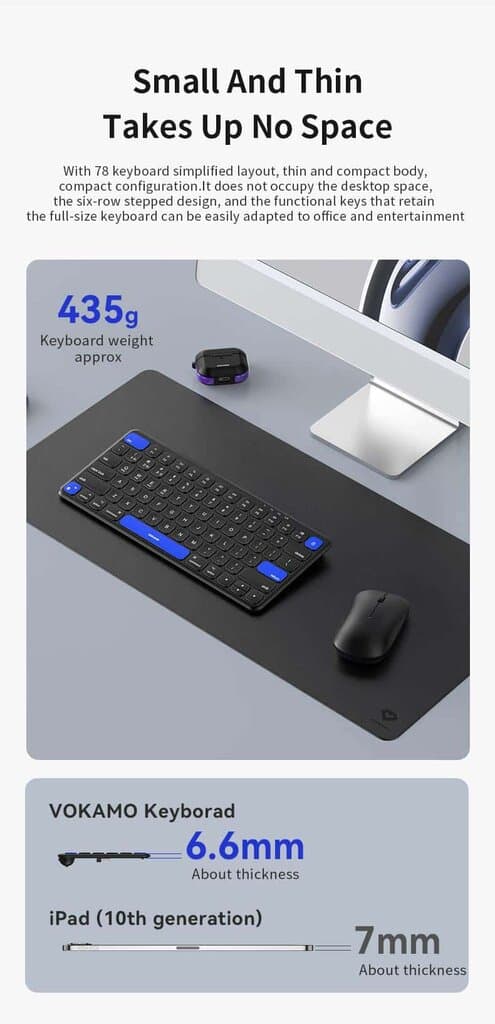 Vokamo iLink Smart Series Wireless Bluetooth Keyboard (Dual Bluetooth + 2.4G) - Black 7