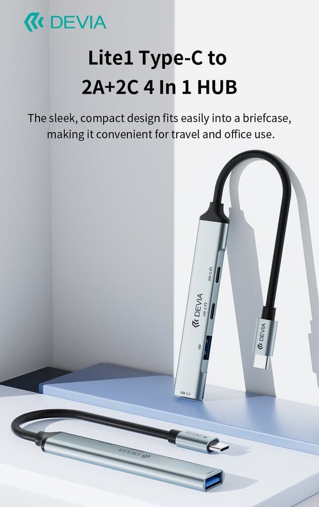 devia Lite1 Type-C to 2A+2C  4 In 1 HUB 4
