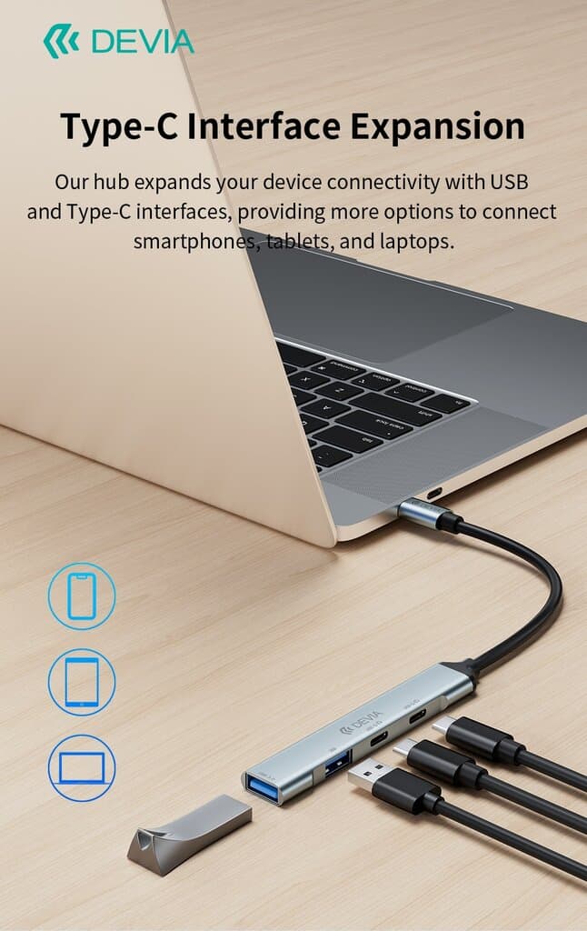 devia Lite1 Type-C to 2A+2C  4 In 1 HUB 5