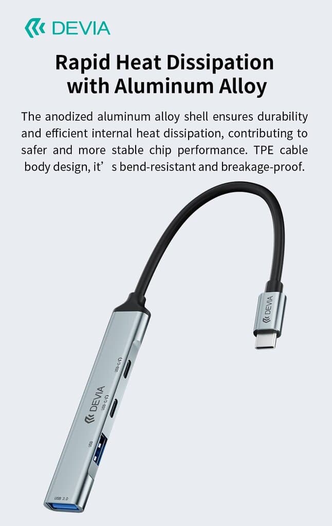 devia Lite1 Type-C to 2A+2C  4 In 1 HUB 8