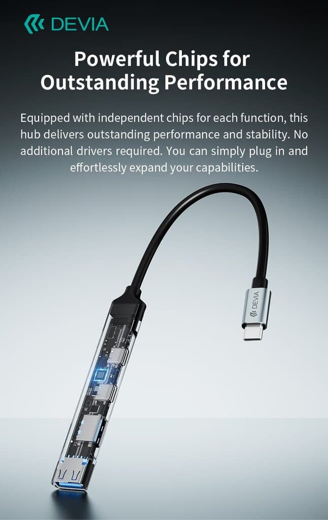 devia Lite1 Type-C to 2A+2C  4 In 1 HUB 10