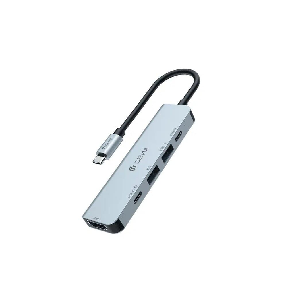 DEVIA Leopard Series C to USB*2+C+PD 100W+HDMI(4K) 5 In 1 HUB